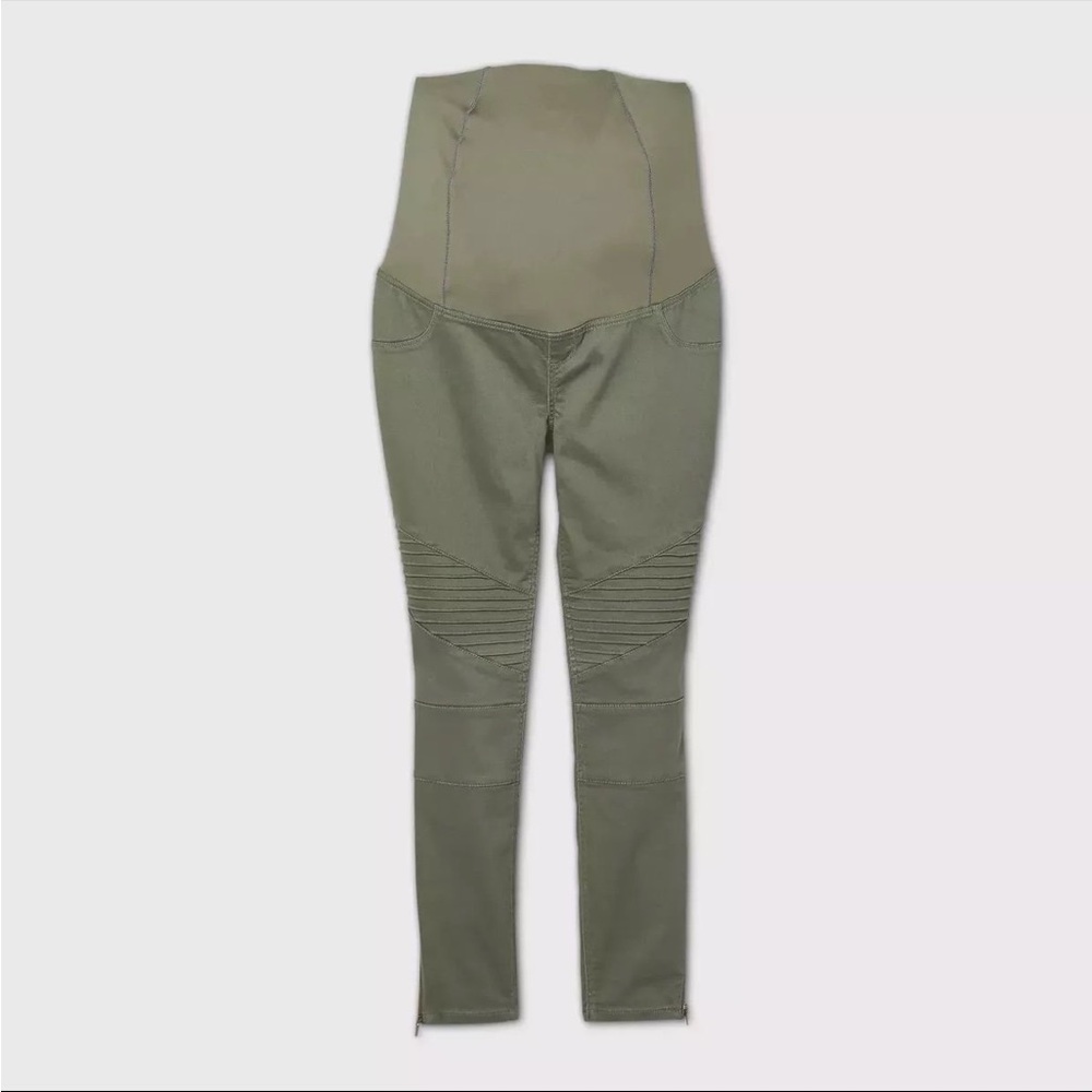 Two Ingrid & Isabel maternity Jegging pant- one green, one black size 8